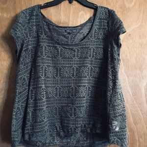 Dark grey lace sheer top